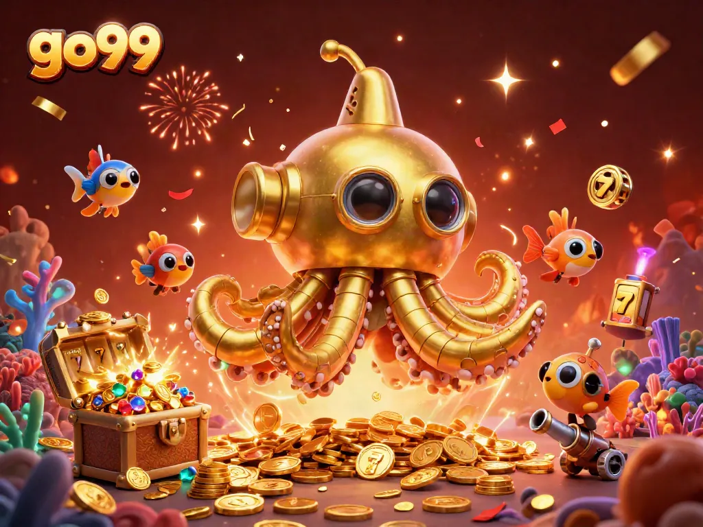 Spin and win big with go99's vibrant underwater casino adventure featuring slot reels and treasure!