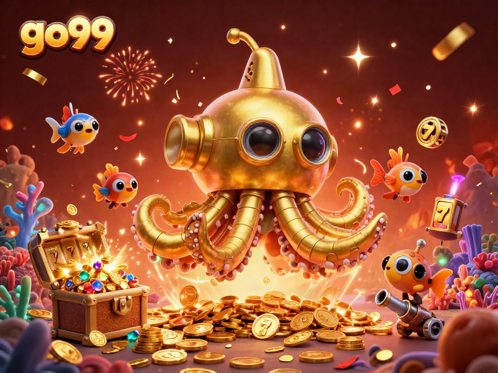 Spin and win big with go99's vibrant underwater casino adventure featuring slot reels and treasure!