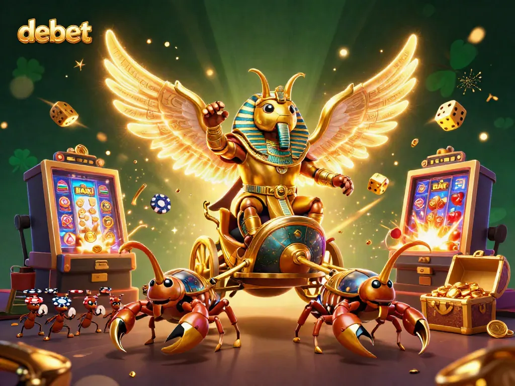 Experience debet's thrilling casino adventure with a dynamic scene of game excitement and vibrant elements.