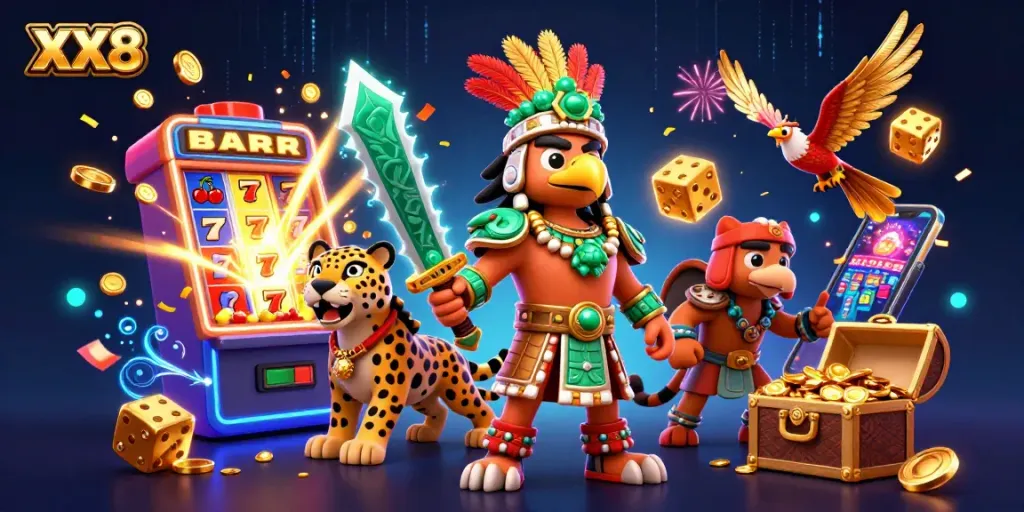 Experience thrilling wins with XX8, featuring an epic 3D cartoon casino scene!