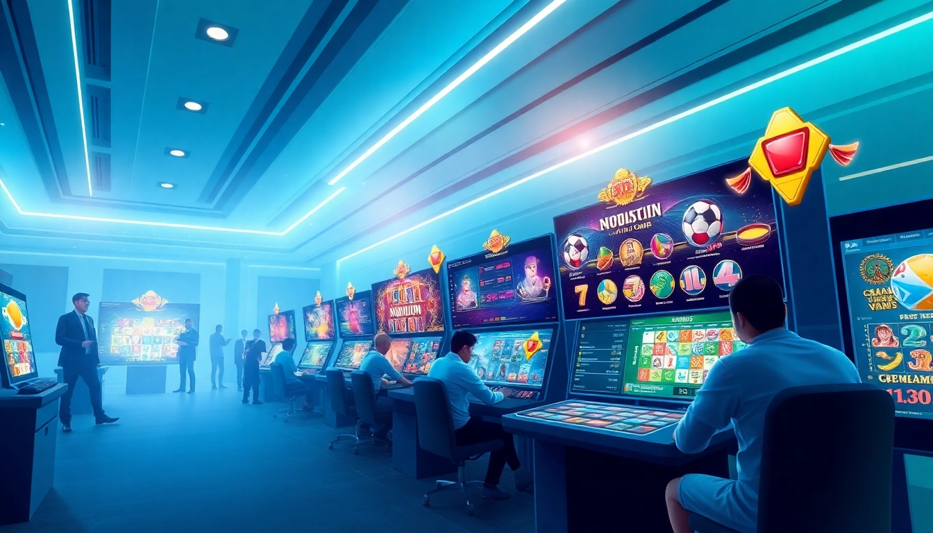 Engaging digital illustration of NOHU90 gaming platform showcasing various interactive games.