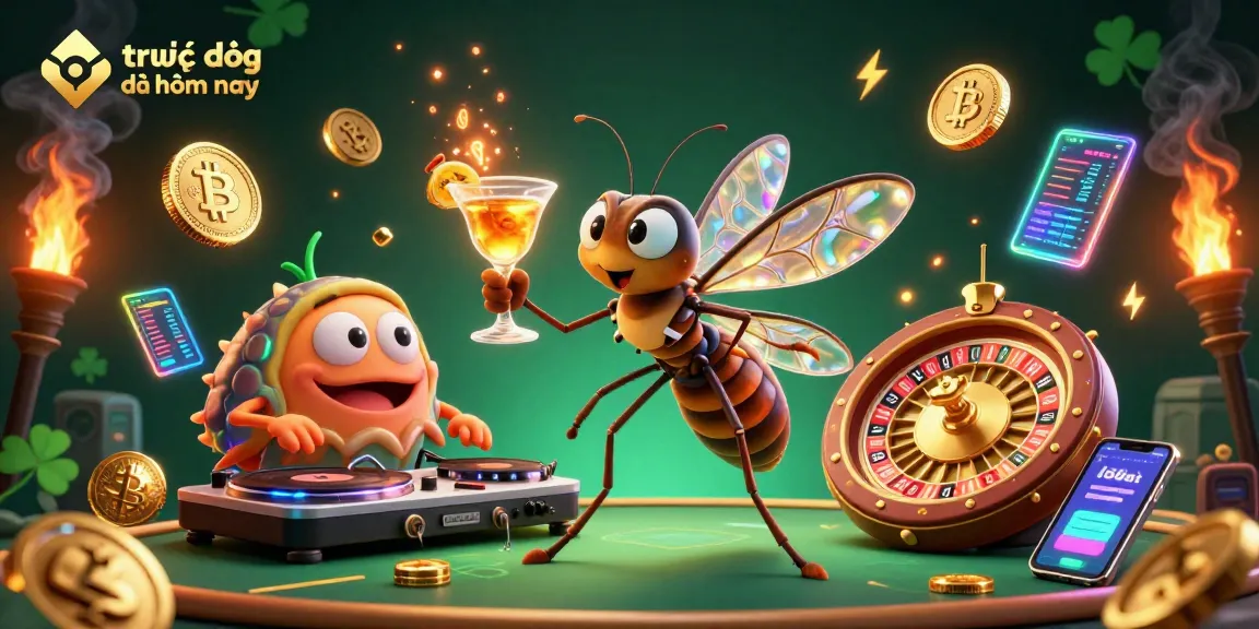 Experience trực tiếp bóng đá hôm nay with vibrant 3D characters and dynamic casino-themed elements.