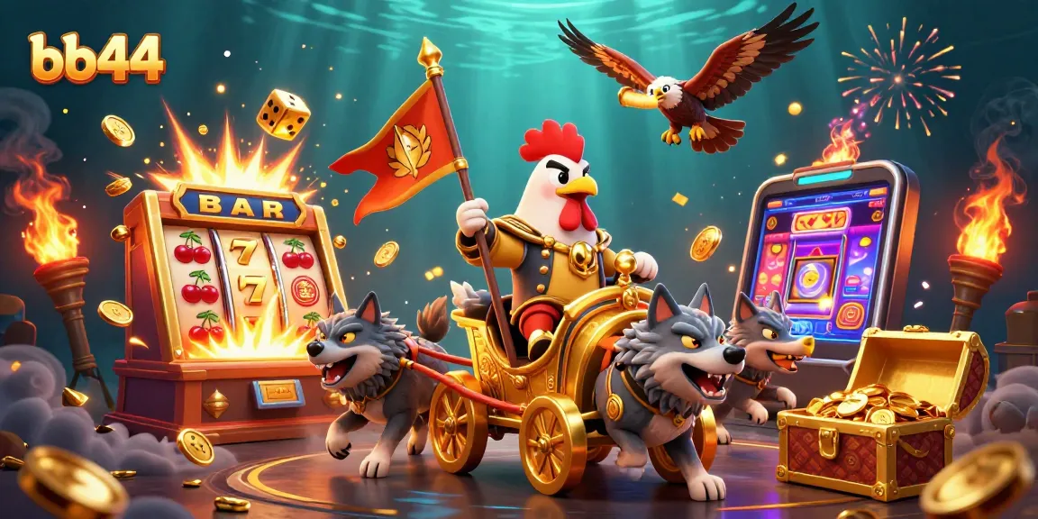 Spin the reels of bb44's vibrant jackpot scene brimming with action and treasure