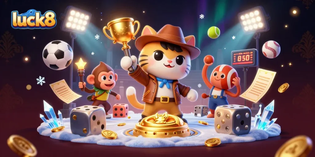 Engage with luck8 while discovering a golden casino artifact amidst dynamic gambling elements.