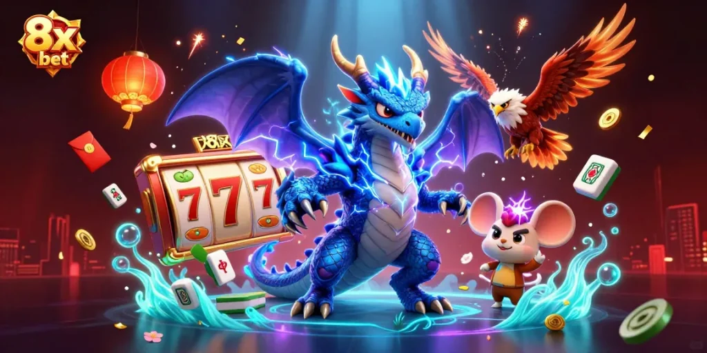 Engage with 8x bet interactive slots as the electric dragon and companions light up the scene.