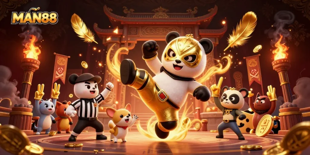 Experience thrilling bets and excitement at MAN88 with dynamic animals in an engaging casino scene.